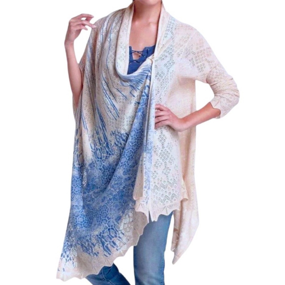 Anthropologie Delft Sweater Wrap Small / Medium ART TO WEAR Artisanal NWT - Picture 6 of 14